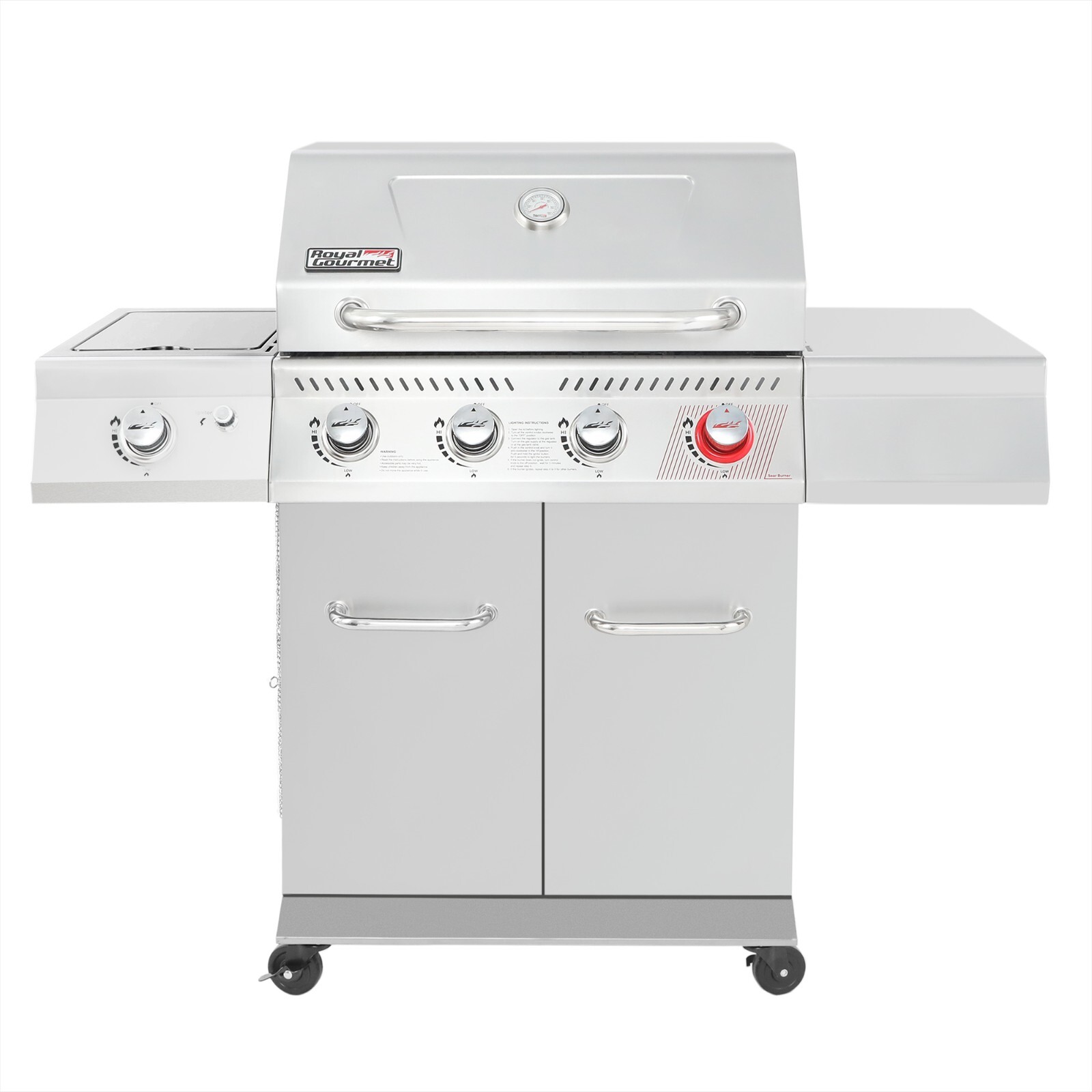 Royal Gourmet Stainless Steel Propane Gas Grill 4-Burner Outdoor BBQ Cooker