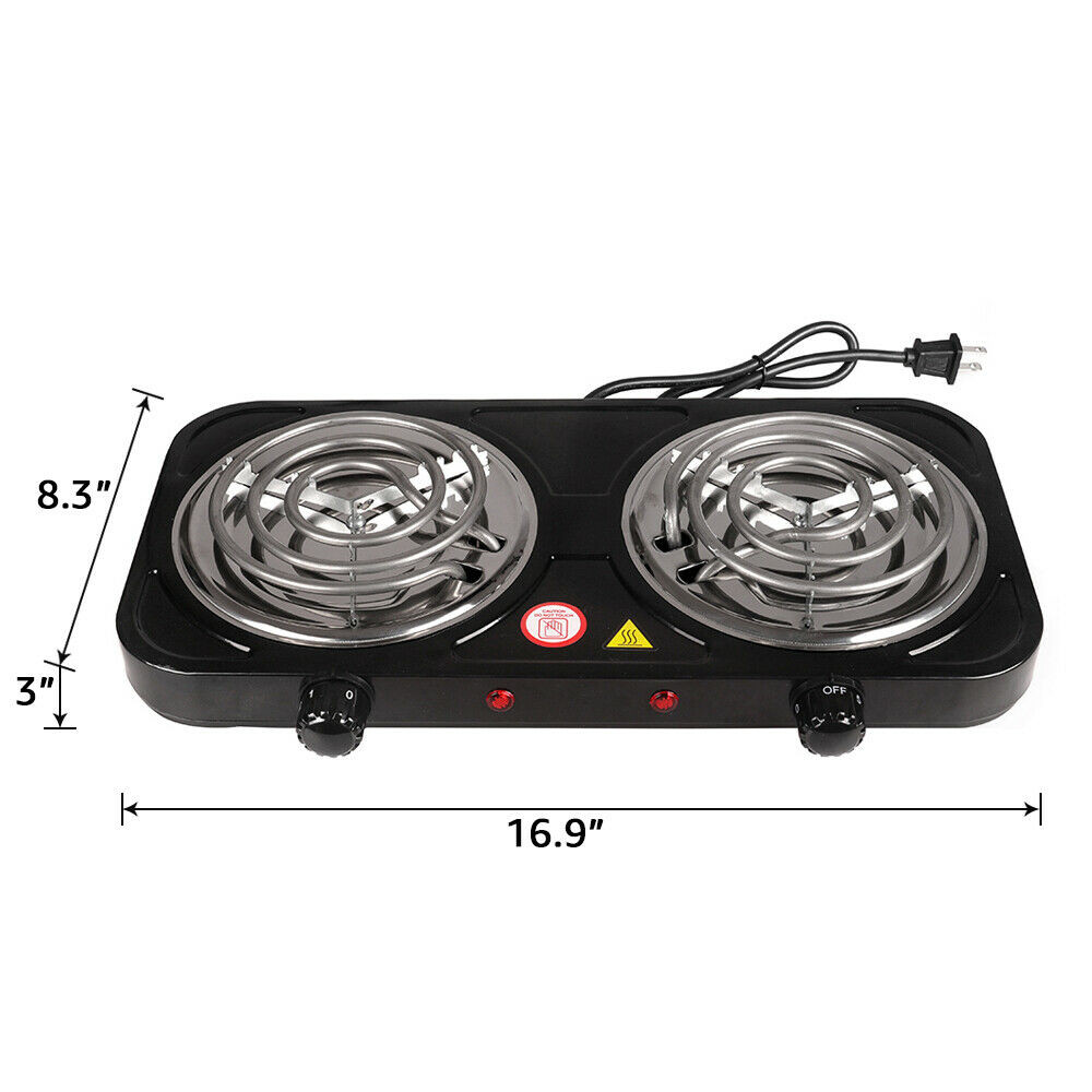2000W Portable Kitchen Electric Double Burner Hot Plate Cooktop Cooking Stove