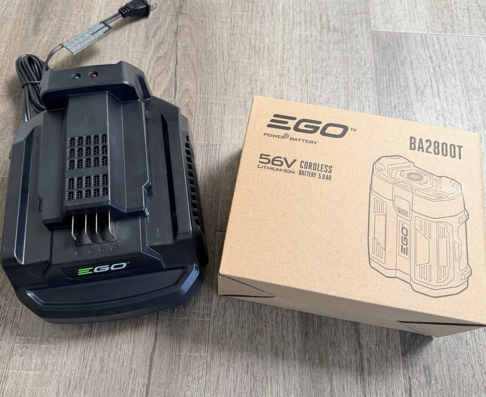 Genuine EGO POWER+ BA2800T 56V 5.0 AH Battery w/ Fuel Gauge + CH2100 Charger NEW