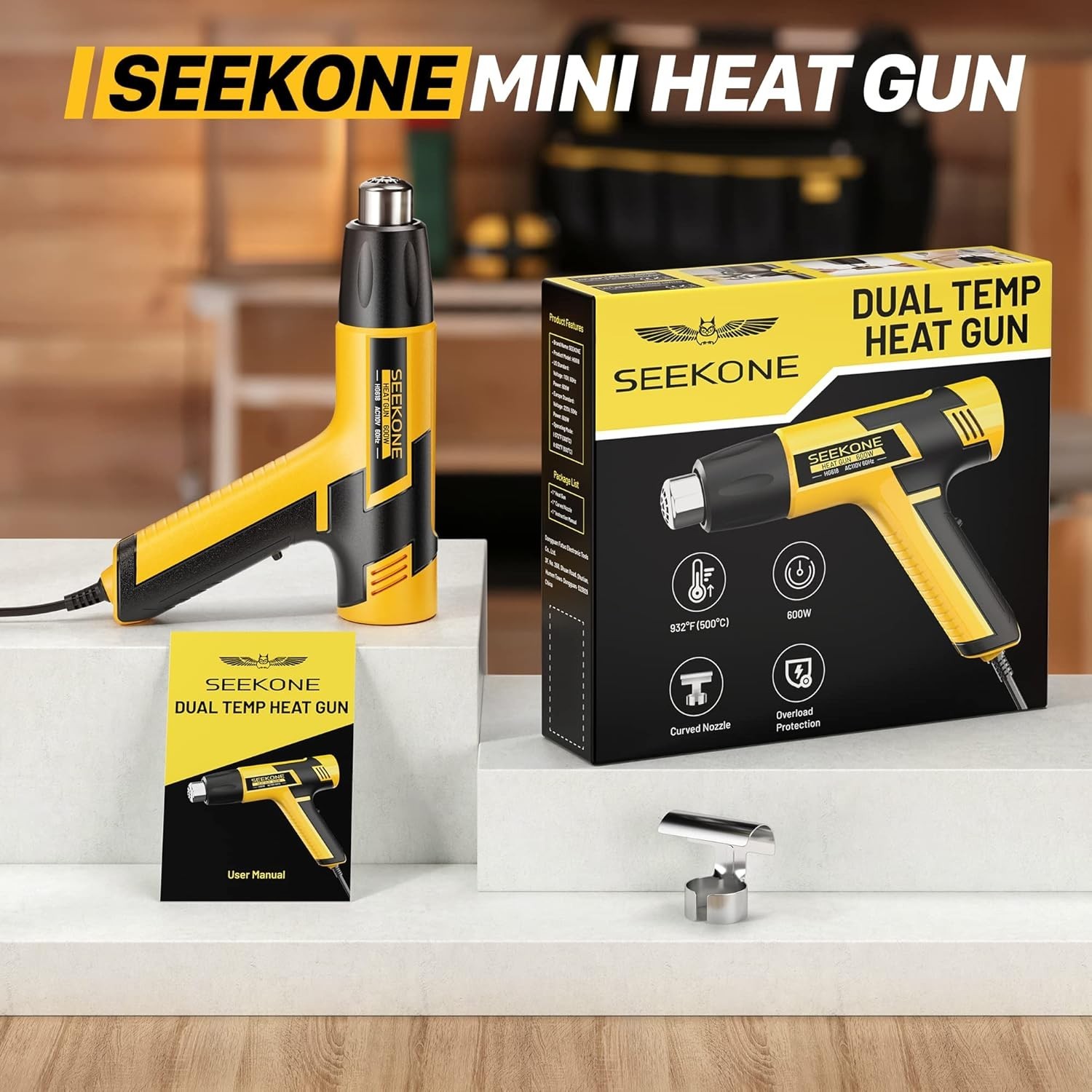 Lightweight Dual Temperature Heat Gun 572℉-932℉ for DIY Crafting & Repair
