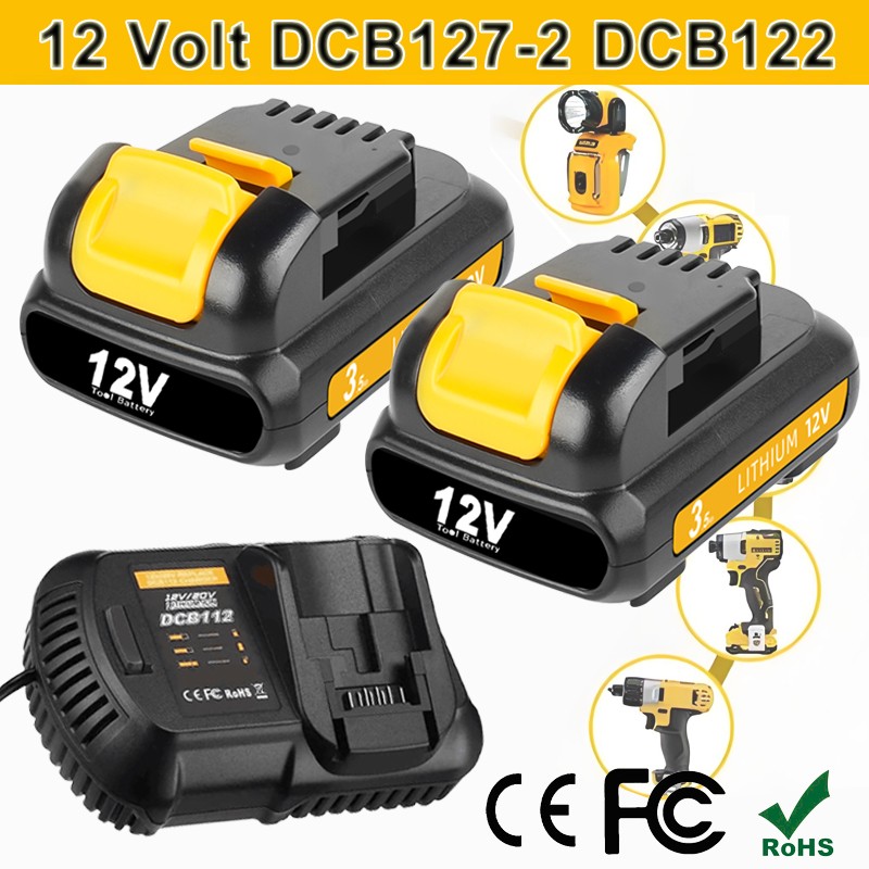 12V 4.0Ah 12 Volt Lithium-Ion For Dewalt Battery / Charger DCB127 DCB120 DCB101