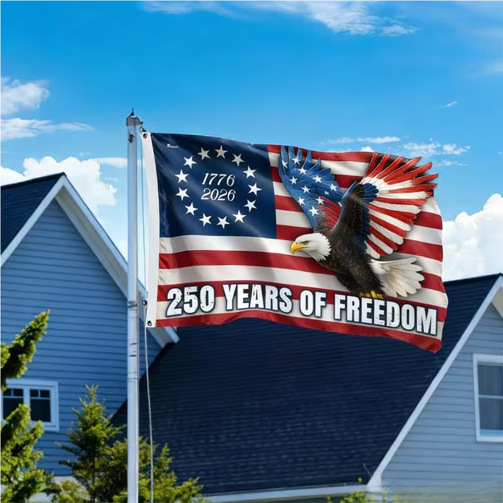 1pc 250 Years Of Freedom Flag 1776-2026 Patriotic Banner Outdoor Decor w 3*5 FT