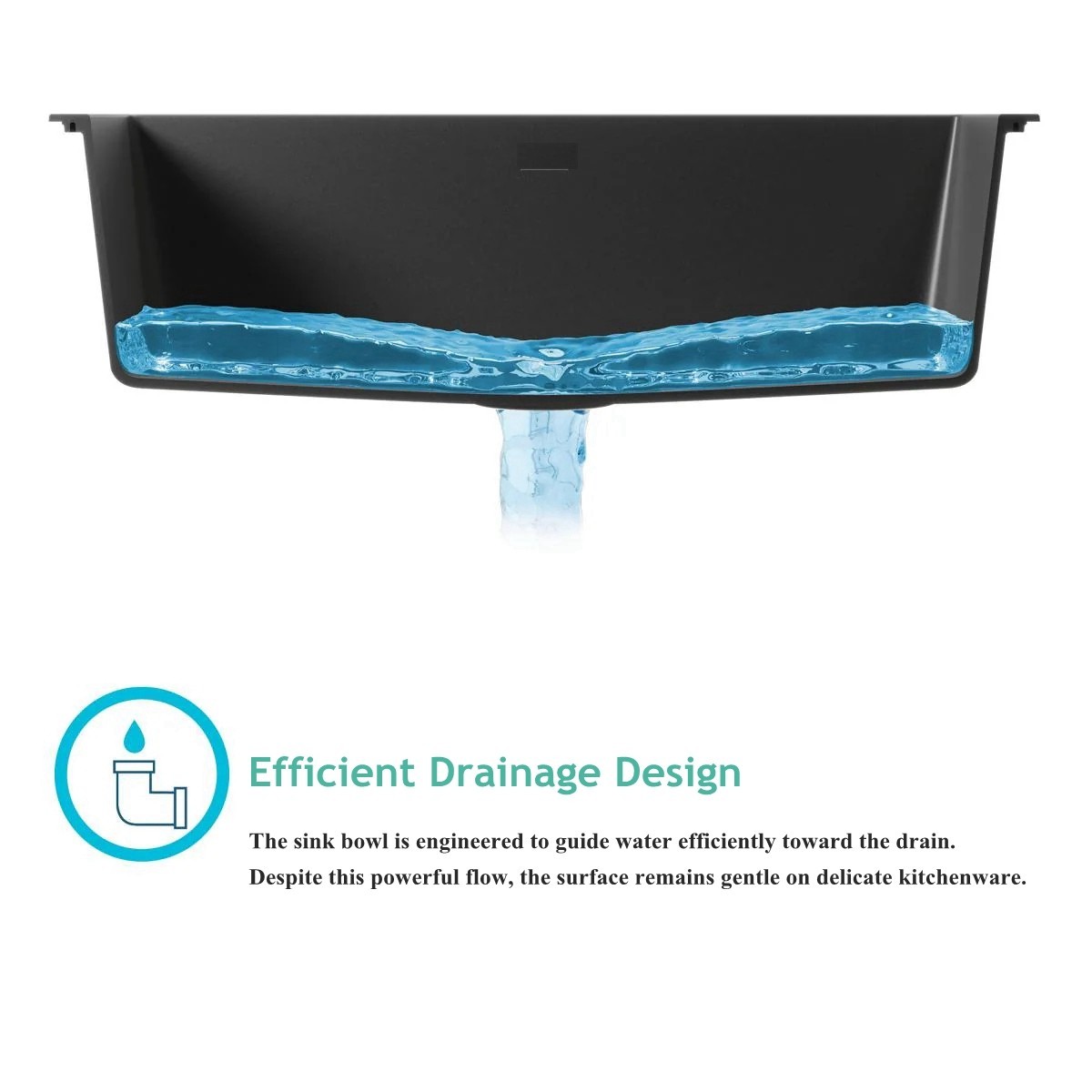 Black 30″ x18″ Large Undermount Kitchen Sink, Single Bowl Granite Composit