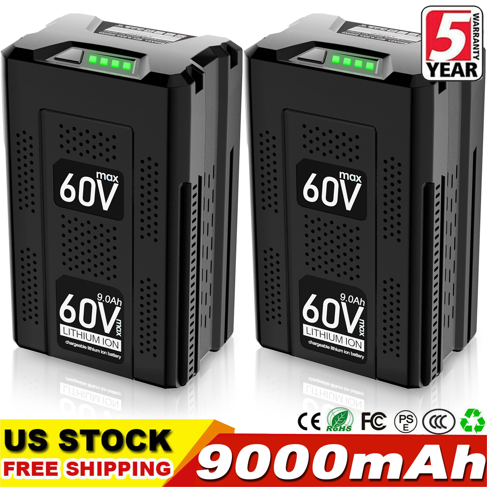 5 Ah / 9 Ah Upgraded Lithium Battery For Greenworks 60 V LB60A00 LB60A02 LB60A03