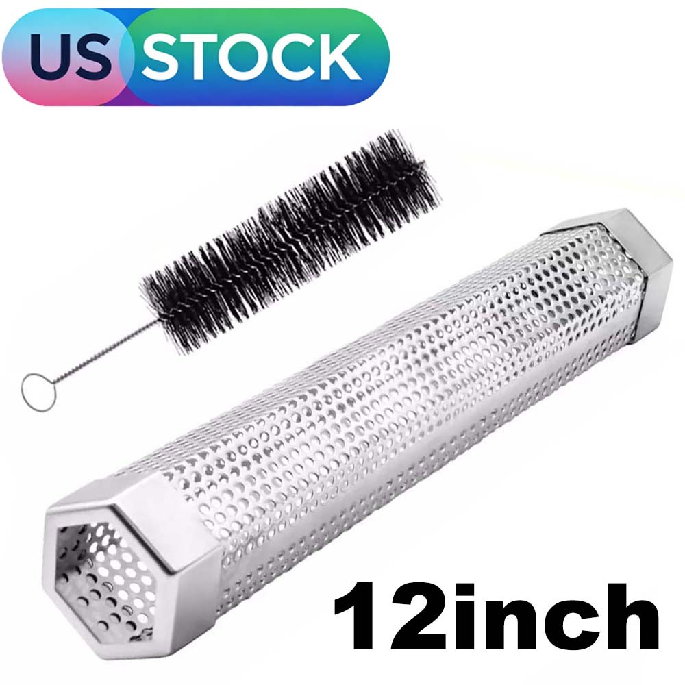 Smoker Tube Stainless Steel BBQ Gas Grill Pellets Smoke Box Barbecue Accessory #