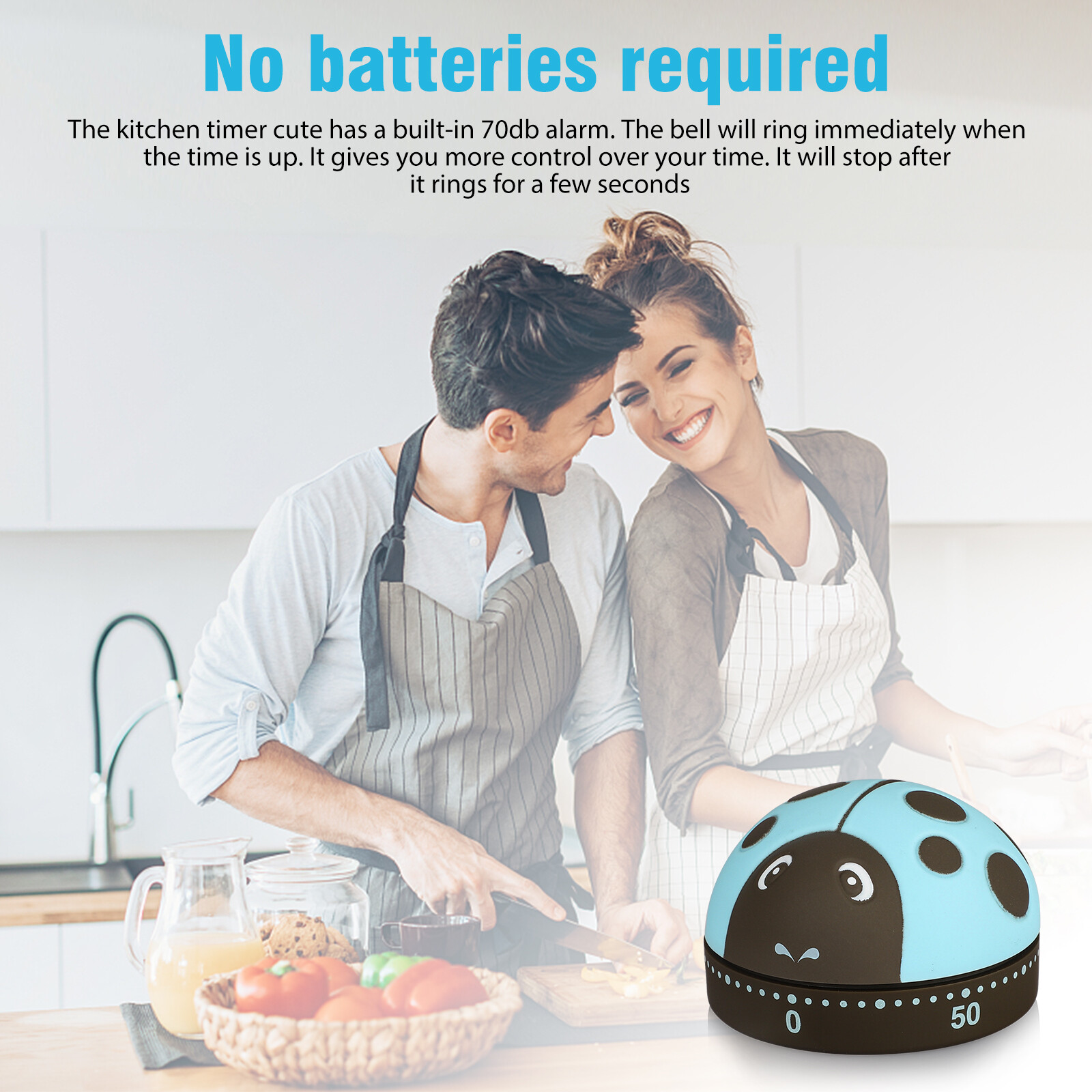 2 x Kitchen Cooking Timer Cute Cartoon Ladybug 60-Minute Analog Mechanical Alarm