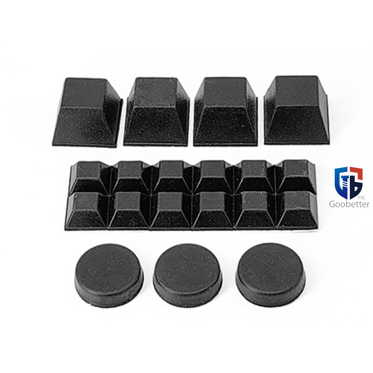 10x Rubber Feet Bumpons, Self Adhesive Pads, Black Round/Square, Small & Large