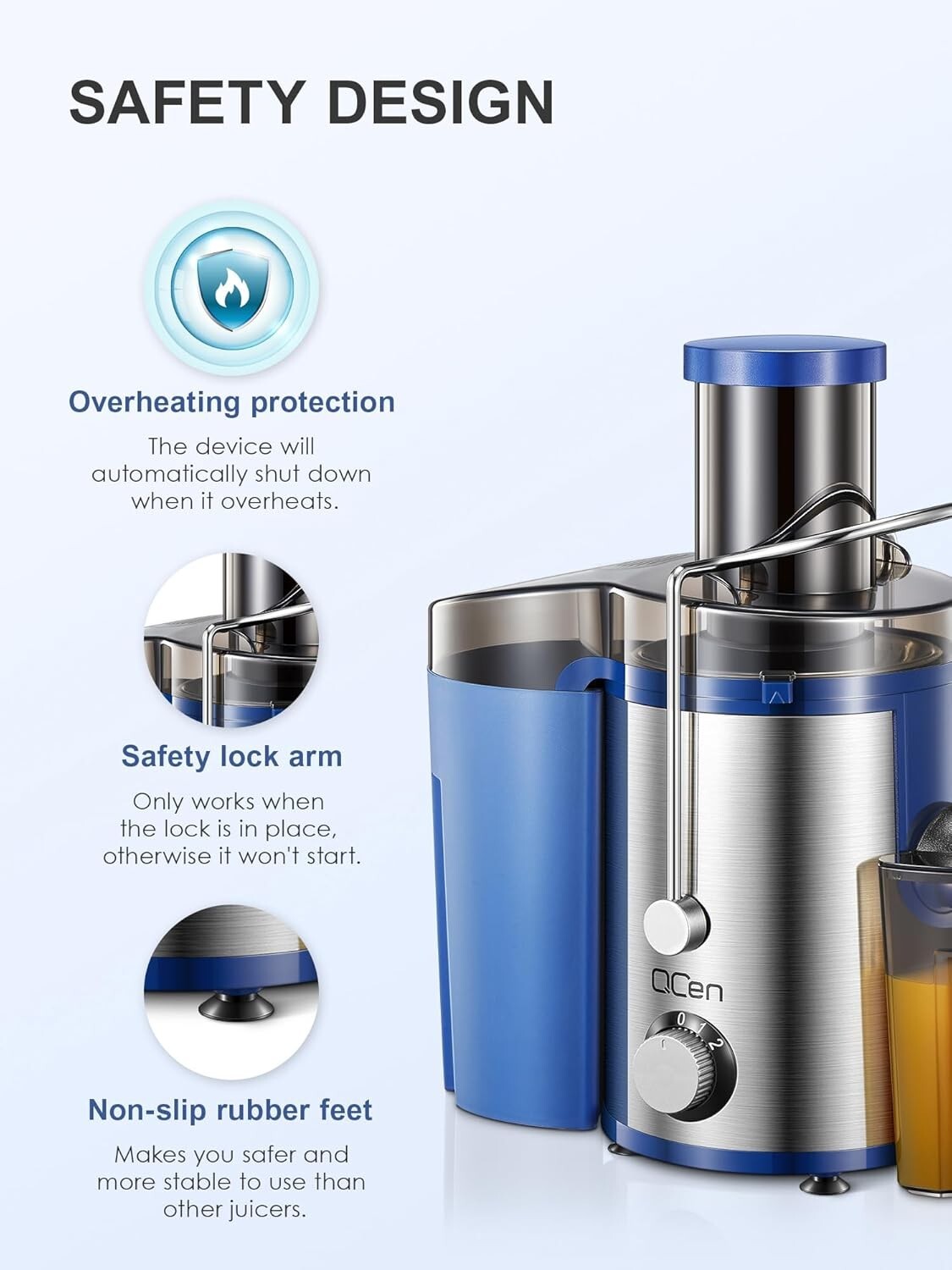 Efficient 800W Juicer with Dishwasher Safe Parts – Fast & Easy Juice Extraction