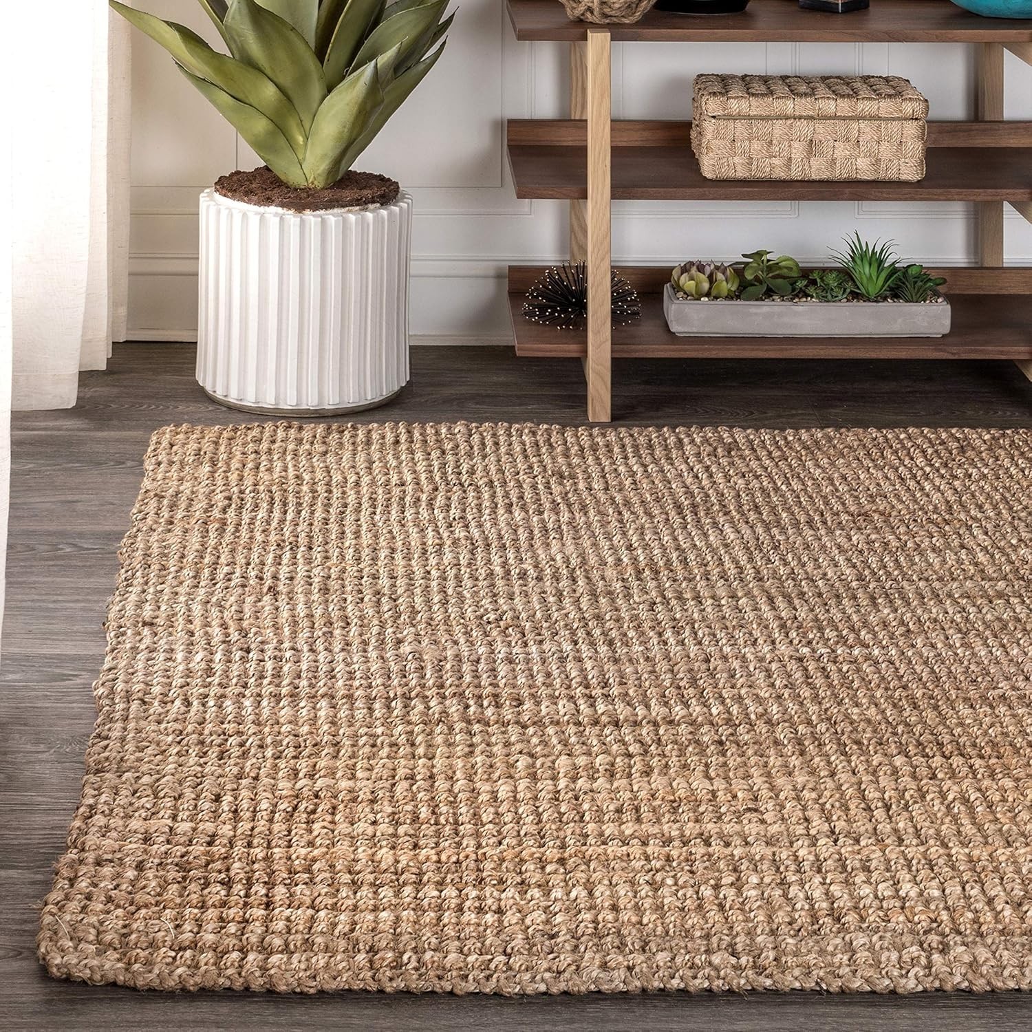 Natural Jute Area Rug 9×12 – Easy-Clean Indoor/Outdoor Boho Design