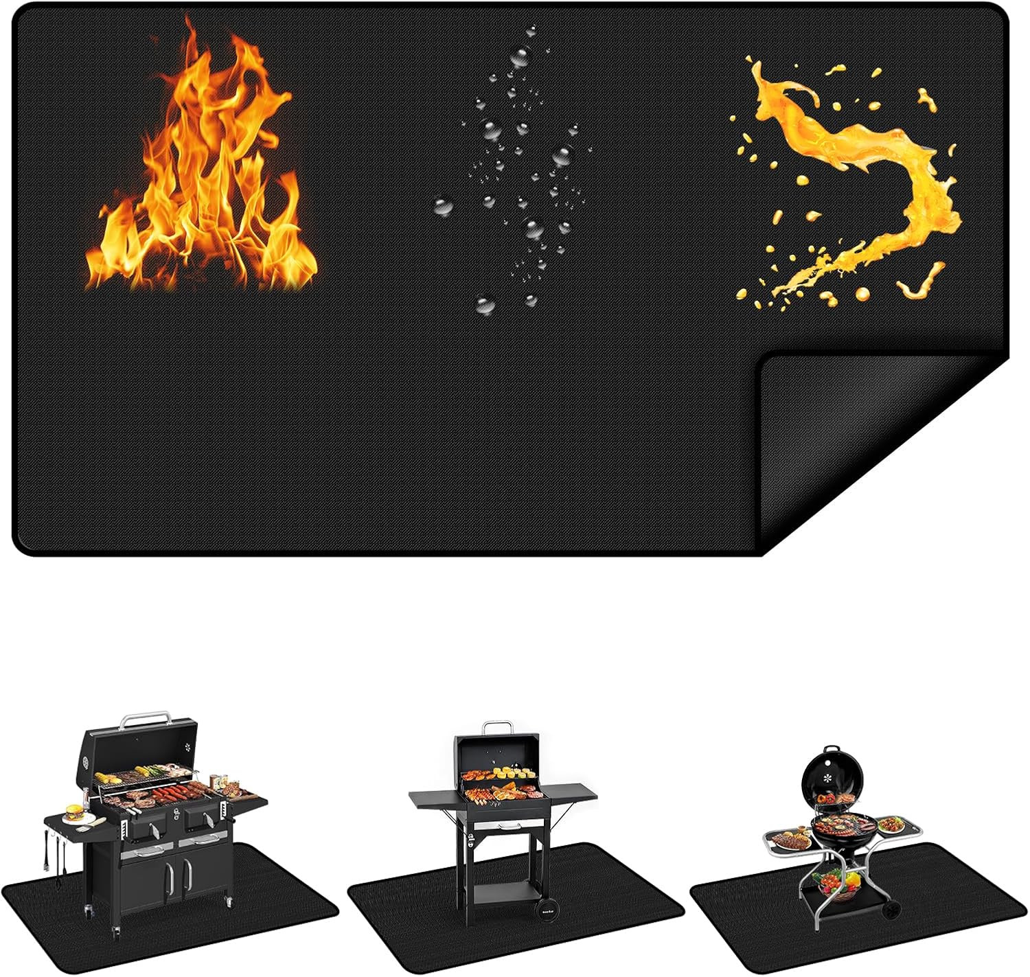 70×40 Inch Large Under Grill Mat – Double-Sided Fireproof BBQ Mat