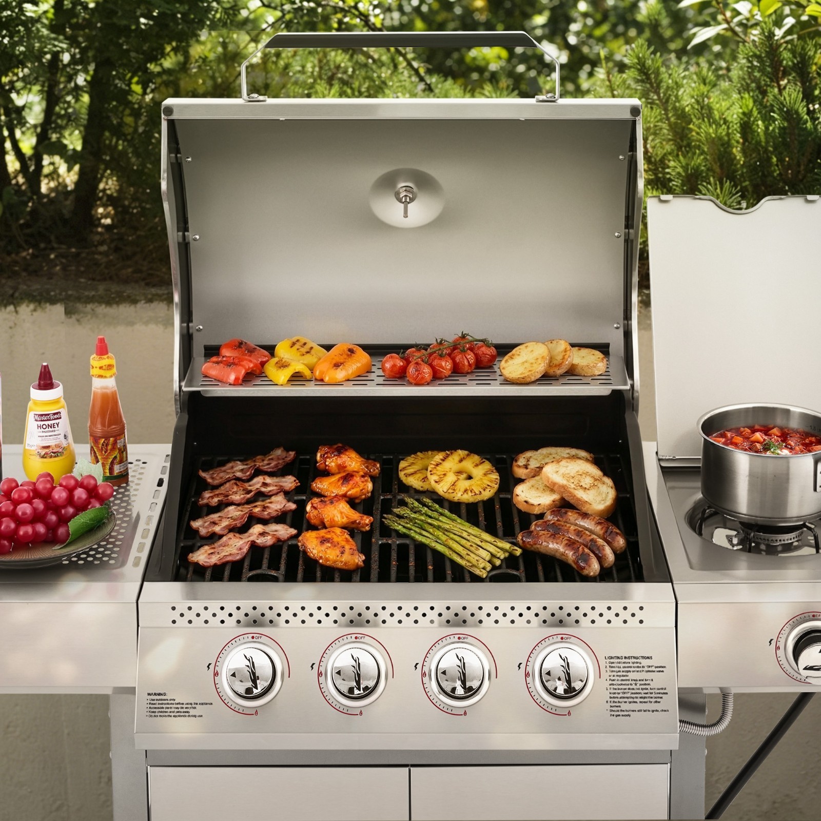 Royal Gourmet 4-Burner Gas Grill with Side Burner,49000 BTU for Backyard Cooking
