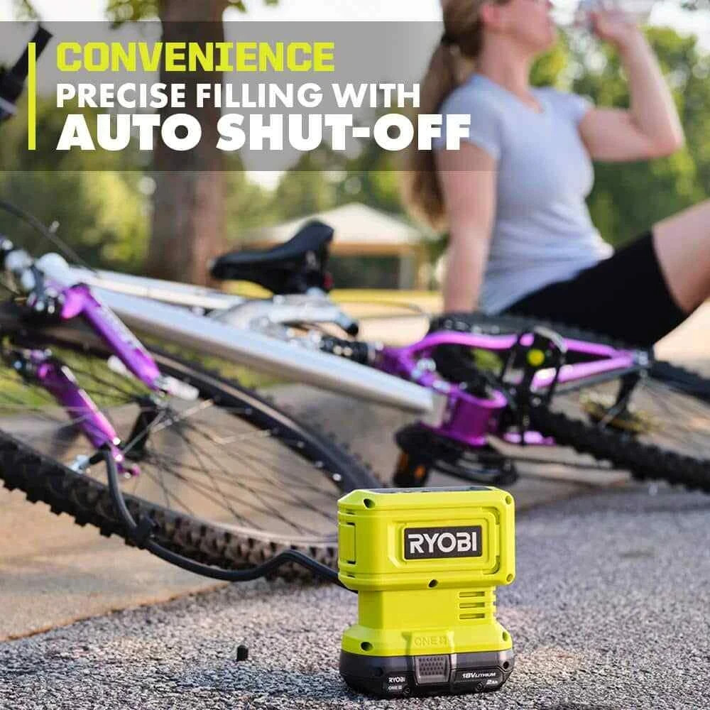 Ryobi 18V Cordless High Pressure Inflator (Tool Only) 160 PSI Auto Shut Off