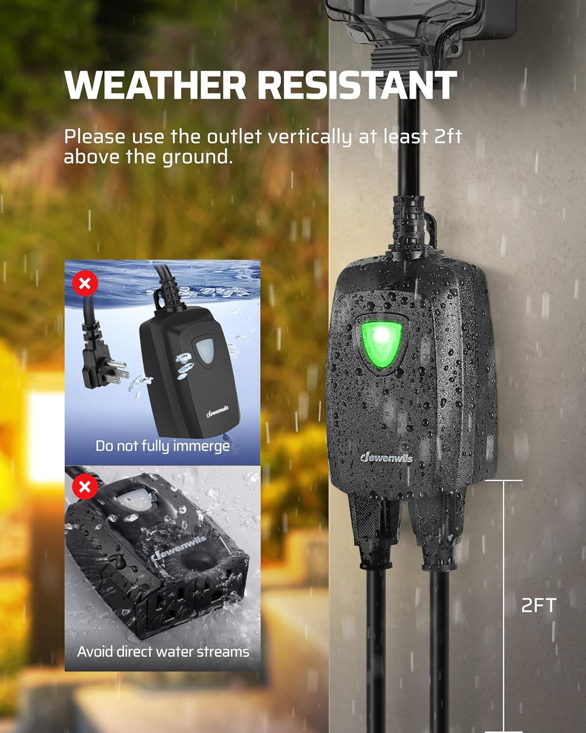 DEWENWILS Wireless Remote Control Outlet Outdoor Electrical Plug in Light Switch