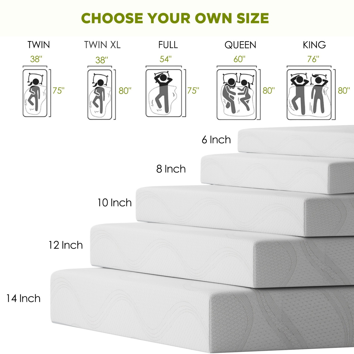 12″ Twin/Full/Queen/King Memory Foam Mattress Plush with Cooling Gel CertiPUR-US