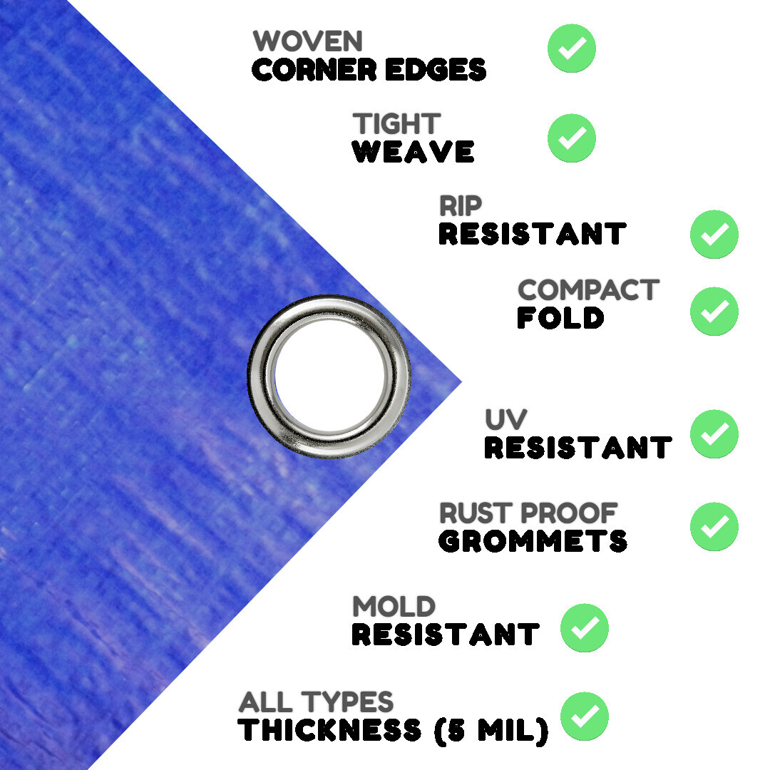 COMFITWEAR Standard Poly Tarp Reinforced Edge Grommet Multi-Purpose Tarp