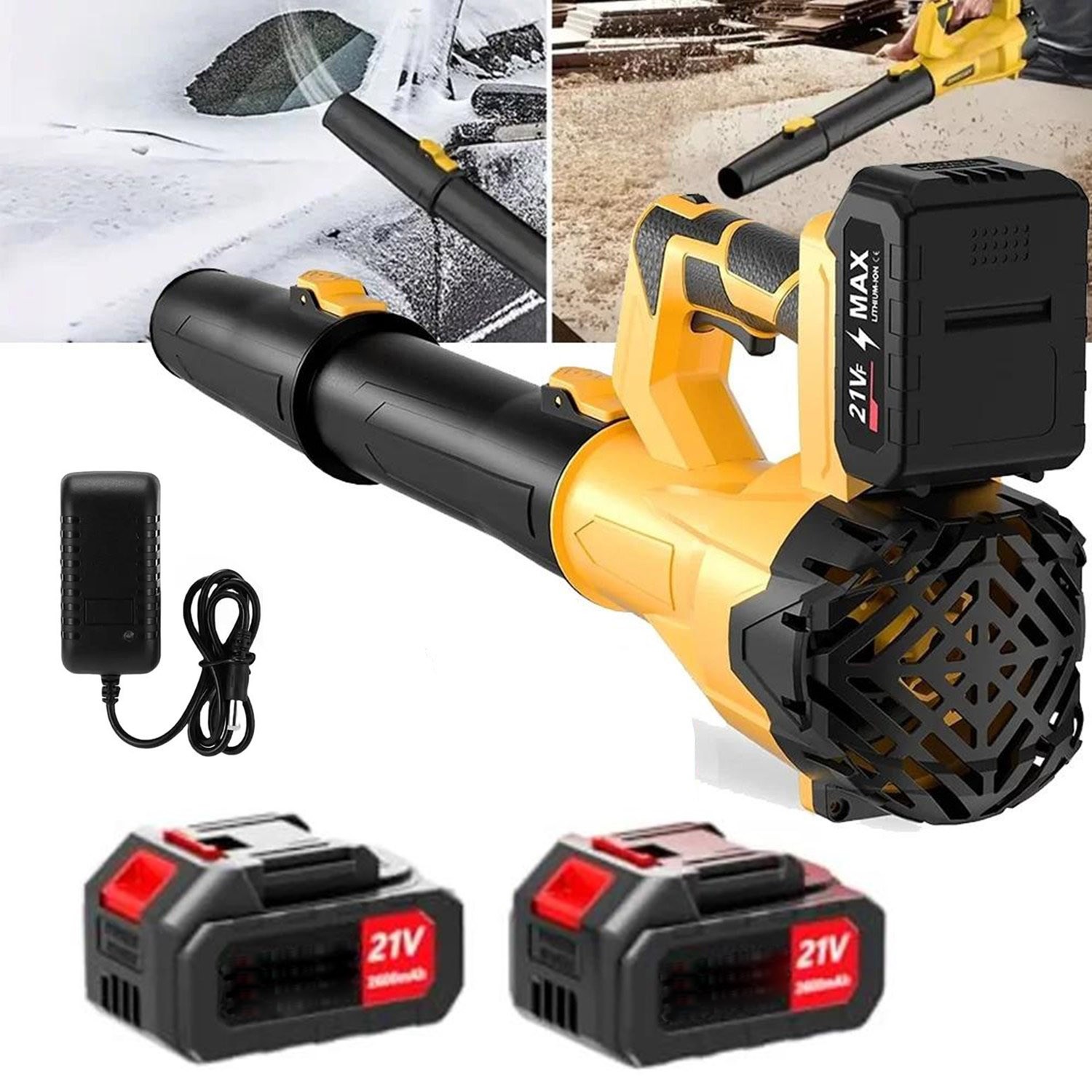 Cordless Leaf Blower 650CFM 280MPH 6 Speed Electric Lawn Blower w/ 2 Batteries