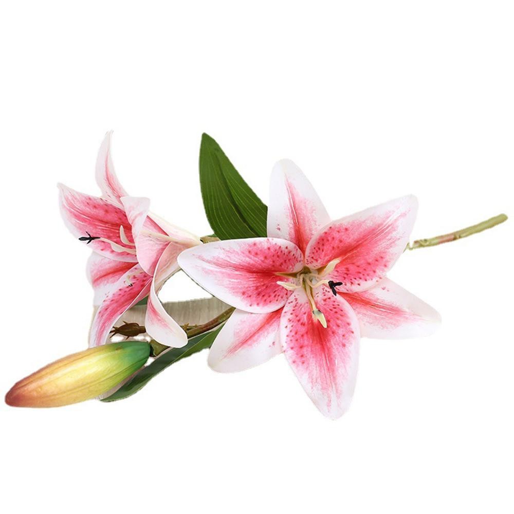41cm Real Touch 3D Lily Artificial Flowers White Fake Wedding Home Garden Decor
