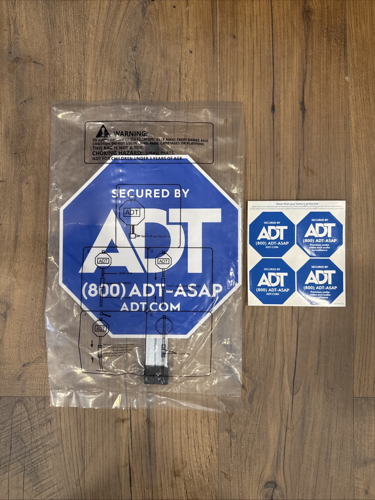 {K} ADT Security Yard Sign 28 Aluminum Weatherproof + 4 Window Stickers NEW