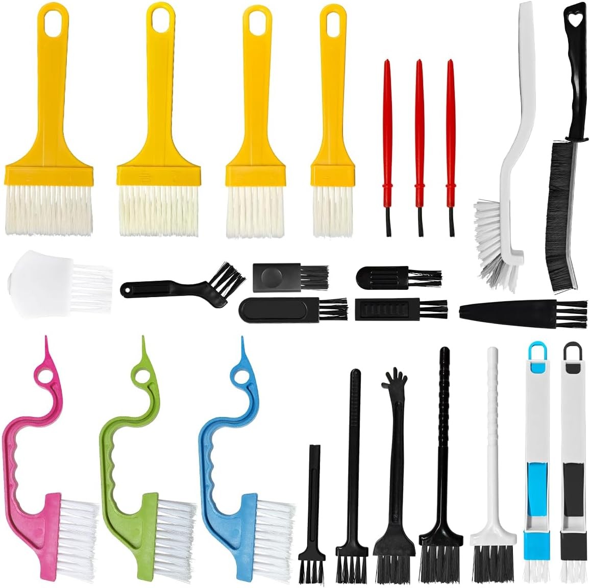 26PCS Crevice Cleaning Brush Set, Hard Bristle Tools for Tile Grout, Window