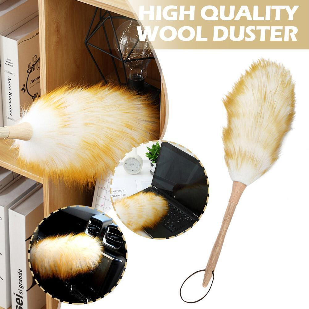 50CM Household Wool Lambswool Feather Brush Duster Dust Cleaning Wood Handle