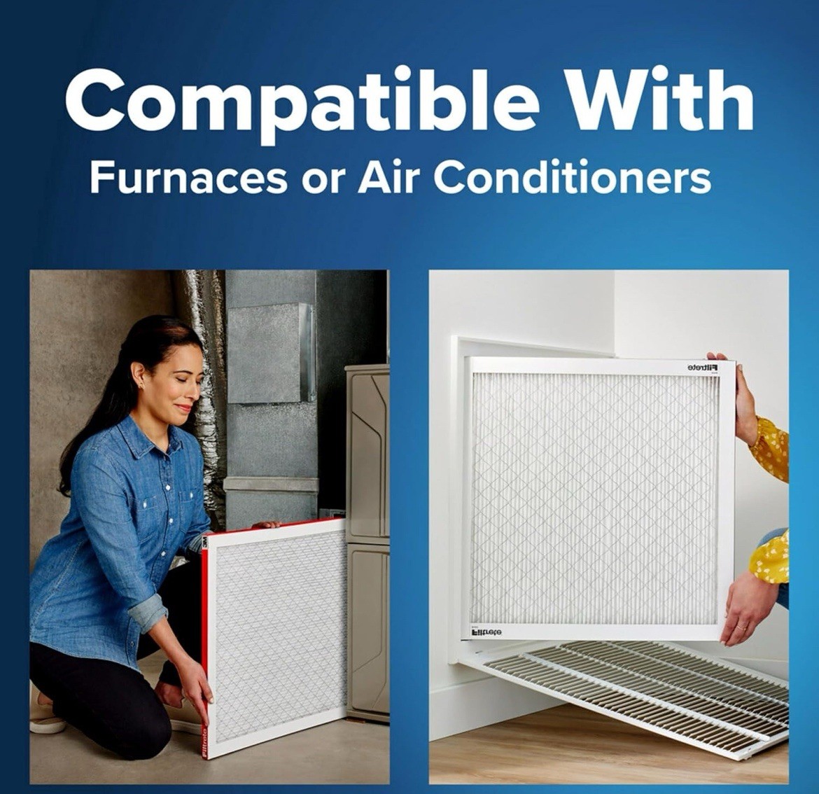 12x24x1 AC Furnace Air Filter MERV 11 – 3-Month Pack of 2