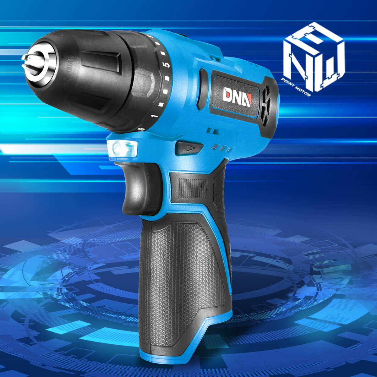 DNA Motoring 12V Electric Drill Cordless Electric Screwdriver Drill+Keyless Blue
