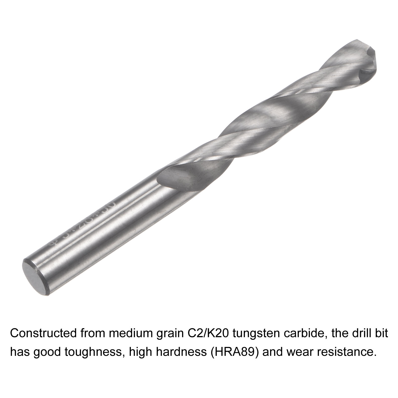 4pcs 5mm C2/K20 Tungsten Carbide Straight Shank Spiral Flutes Twist Drill Bits