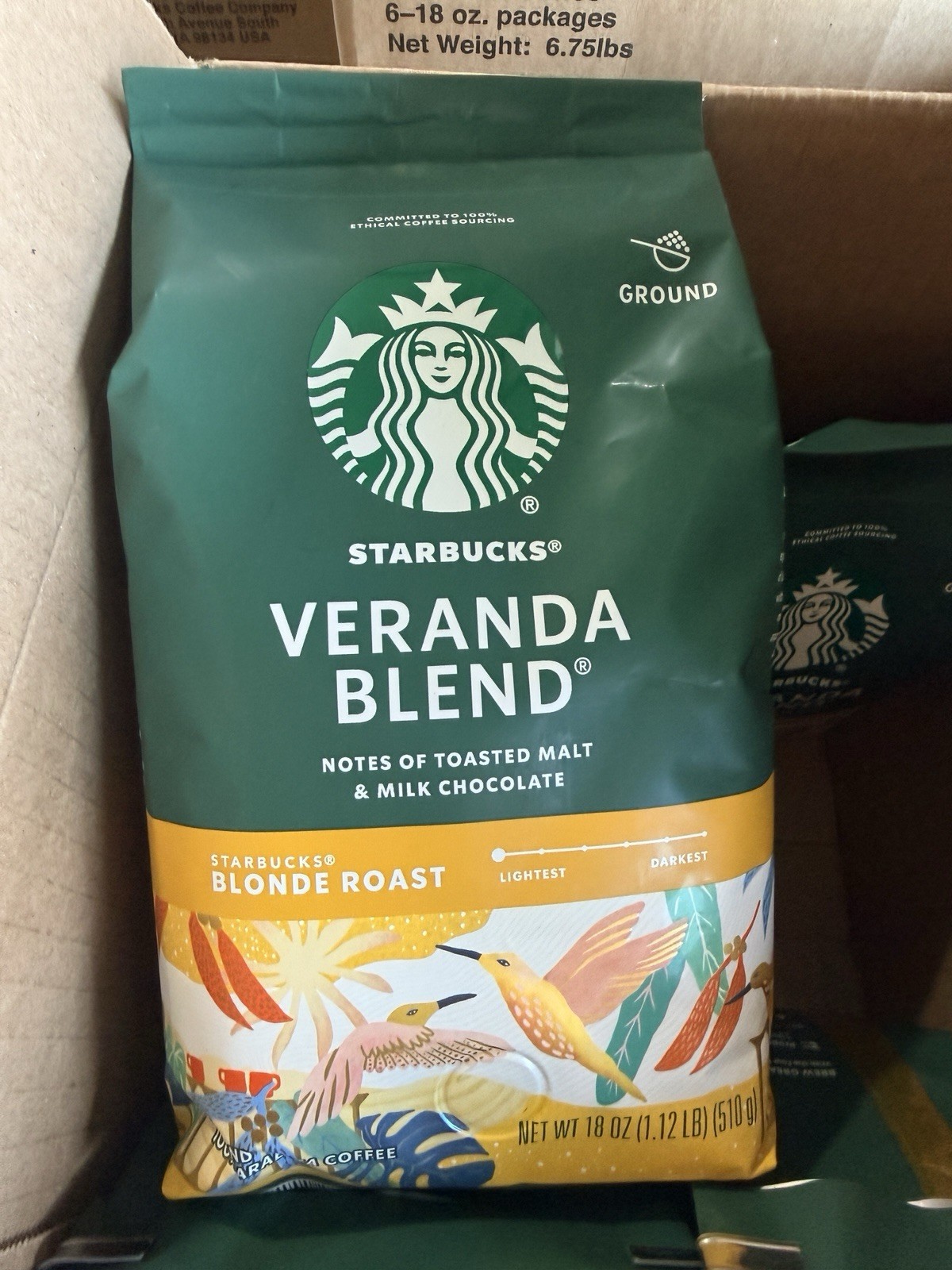 6 Bags Of Starbucks Veranda Ground 18 oz. FRESH DATES EXP. 7/15/26