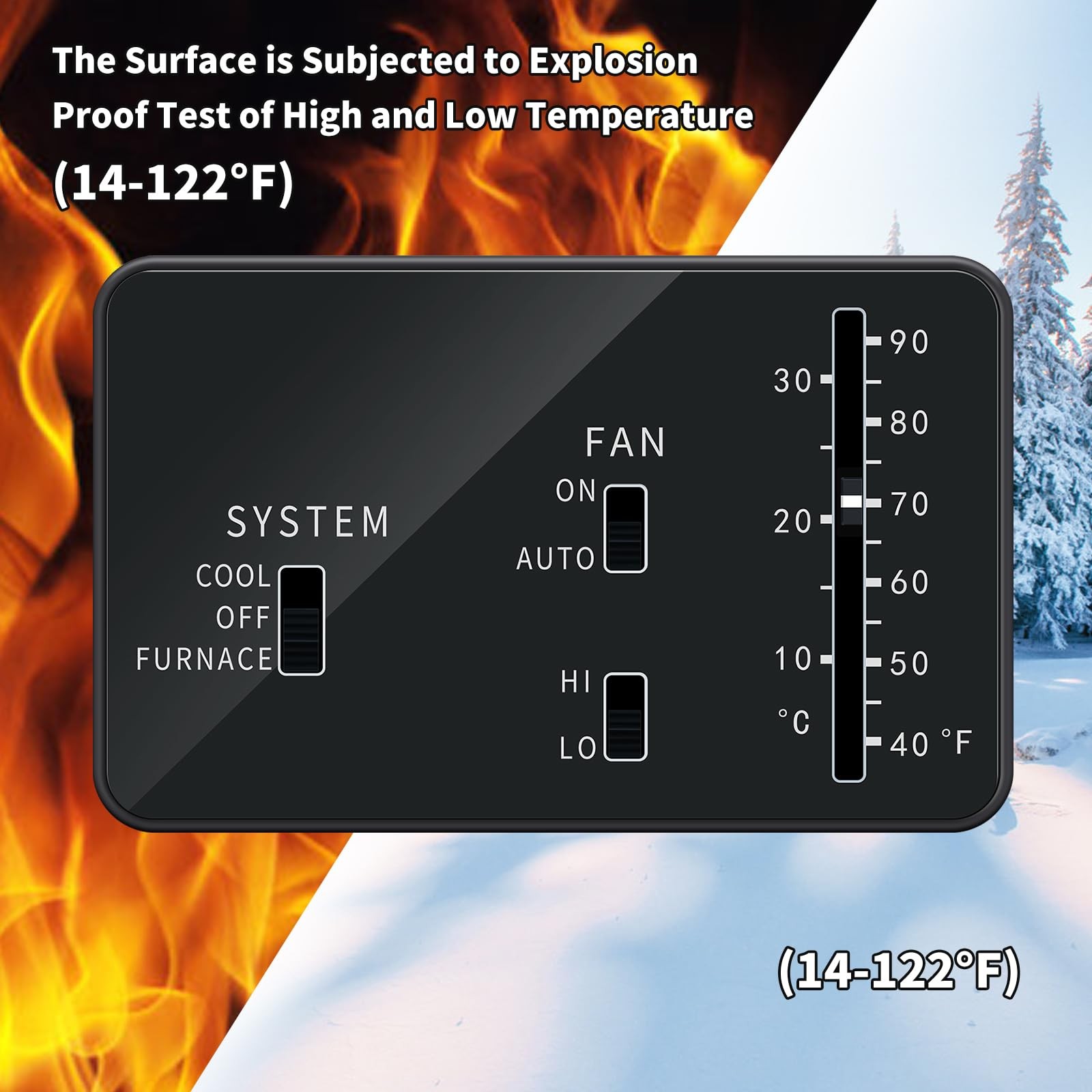 RV Thermostat, Briidea Analog Thermostat (Cool Only/Furnace), Black
