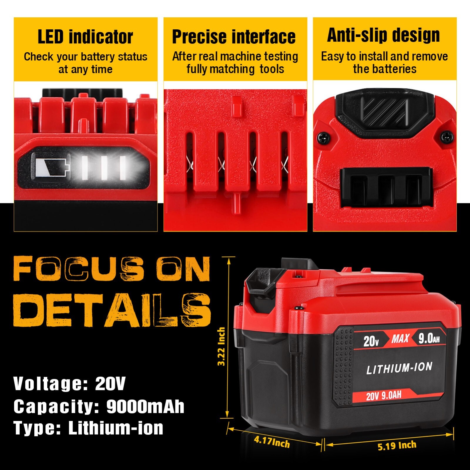 9 Ah High Capacity Lithium Ion Battery For Craftsman 20V CMCB204 CMCB205 CMCB206