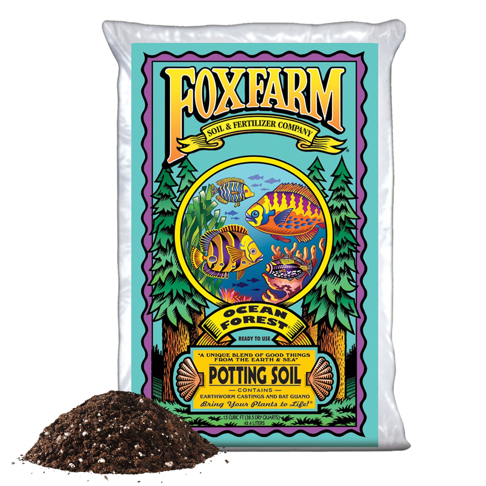 FoxFarm Ocean Forest Ready-to-Use Potting Soil from the Earth and Sea, 1.5cu ft