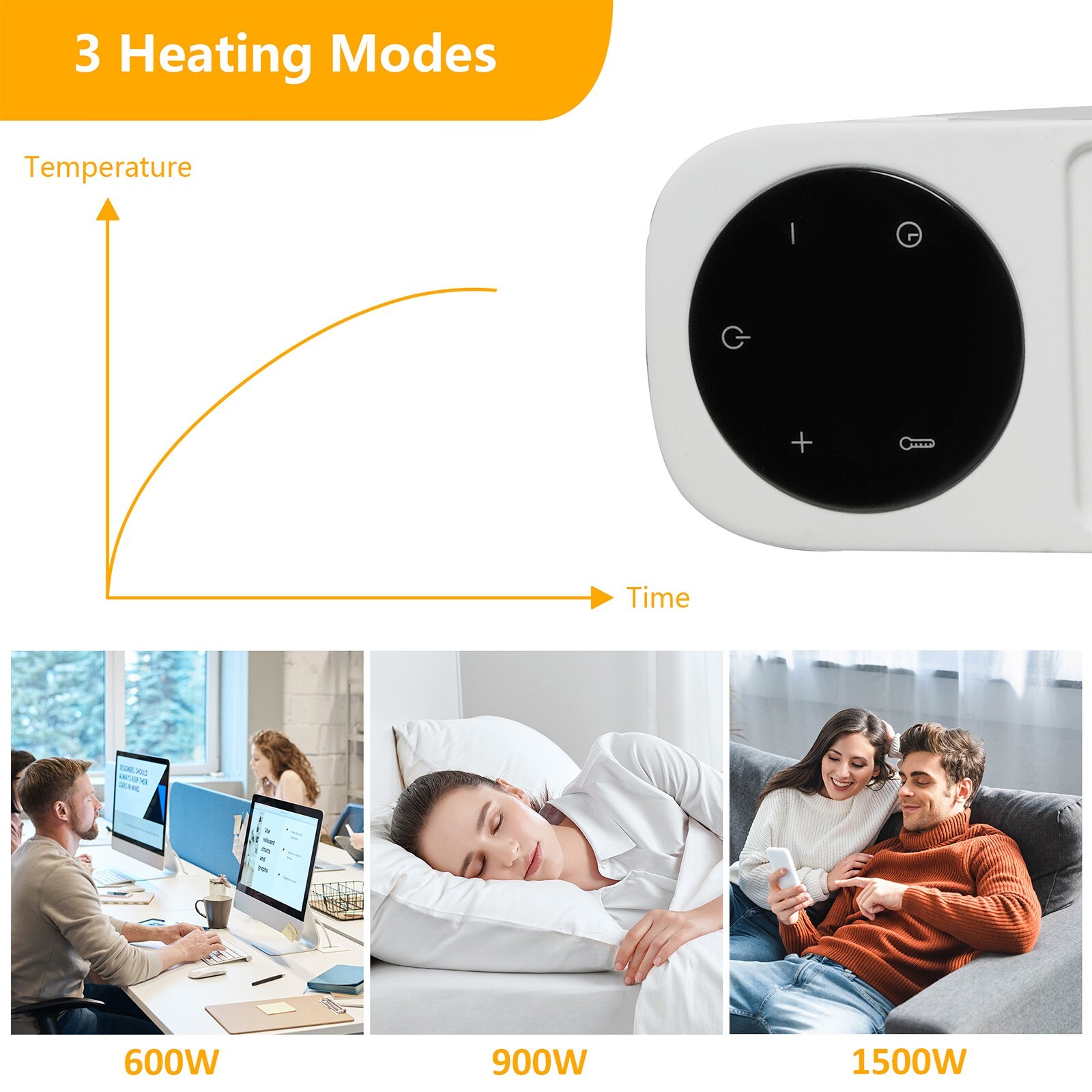 VILOBOS 1500W Portable Electric Space Heater Adjustable Thermostat Timer Remote