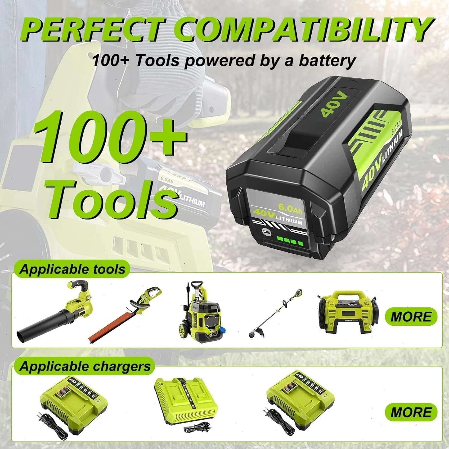 40V 8.0Ah Battery for Ryobi 40 Volt Lithium OP4050 OP40602 OP40261 OP4060 OP4030