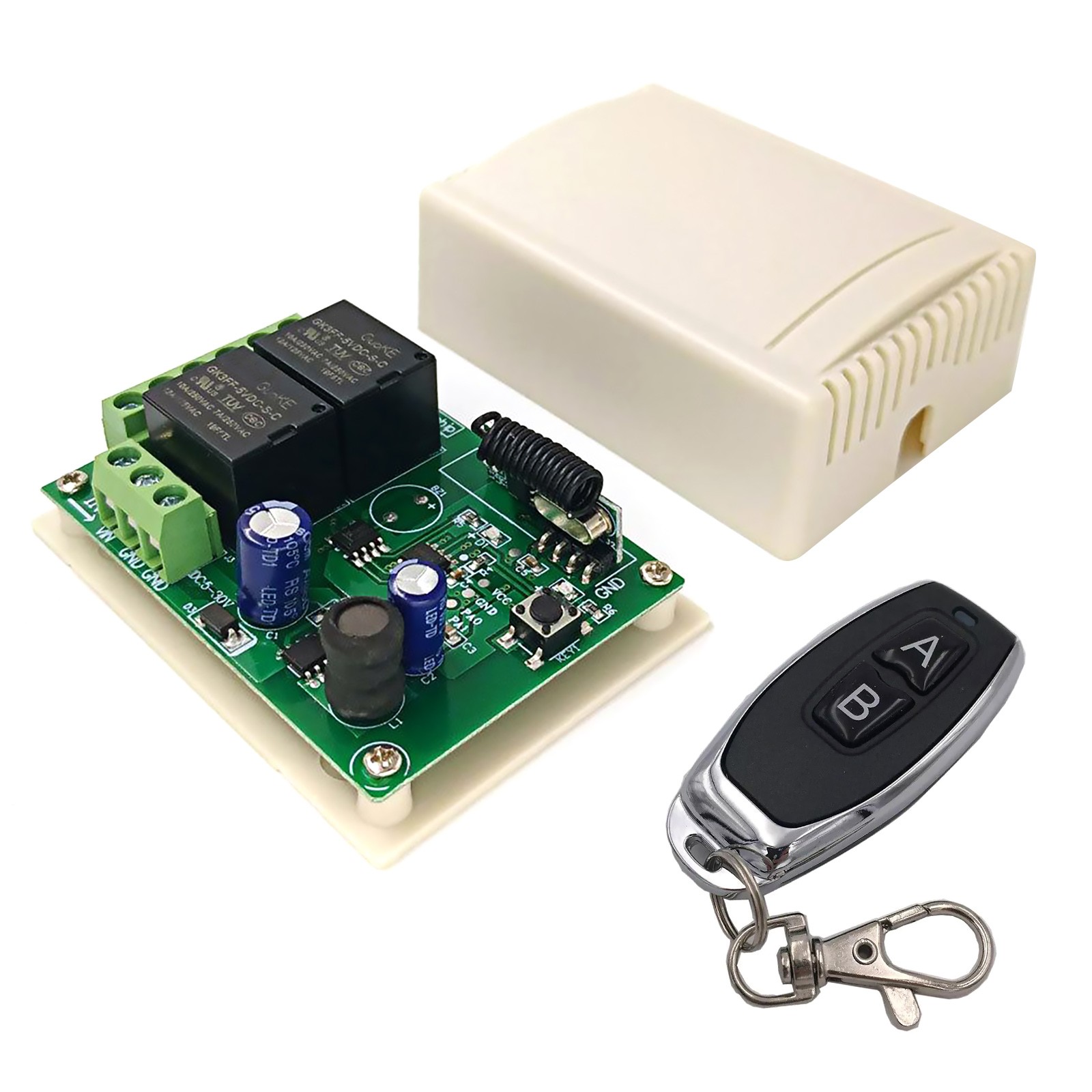 Wireless Remote Control DC 6V 12V 24V 2CH RF Relay Transmitter 433MHz Universal