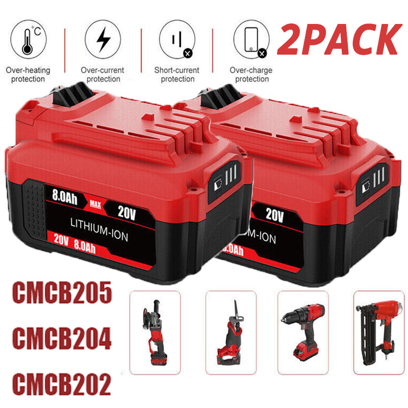 2 Pcs 8.0Ah Li-ion Battery 20V For Craftsman V20 CMCB205 For Hedge Trimmer