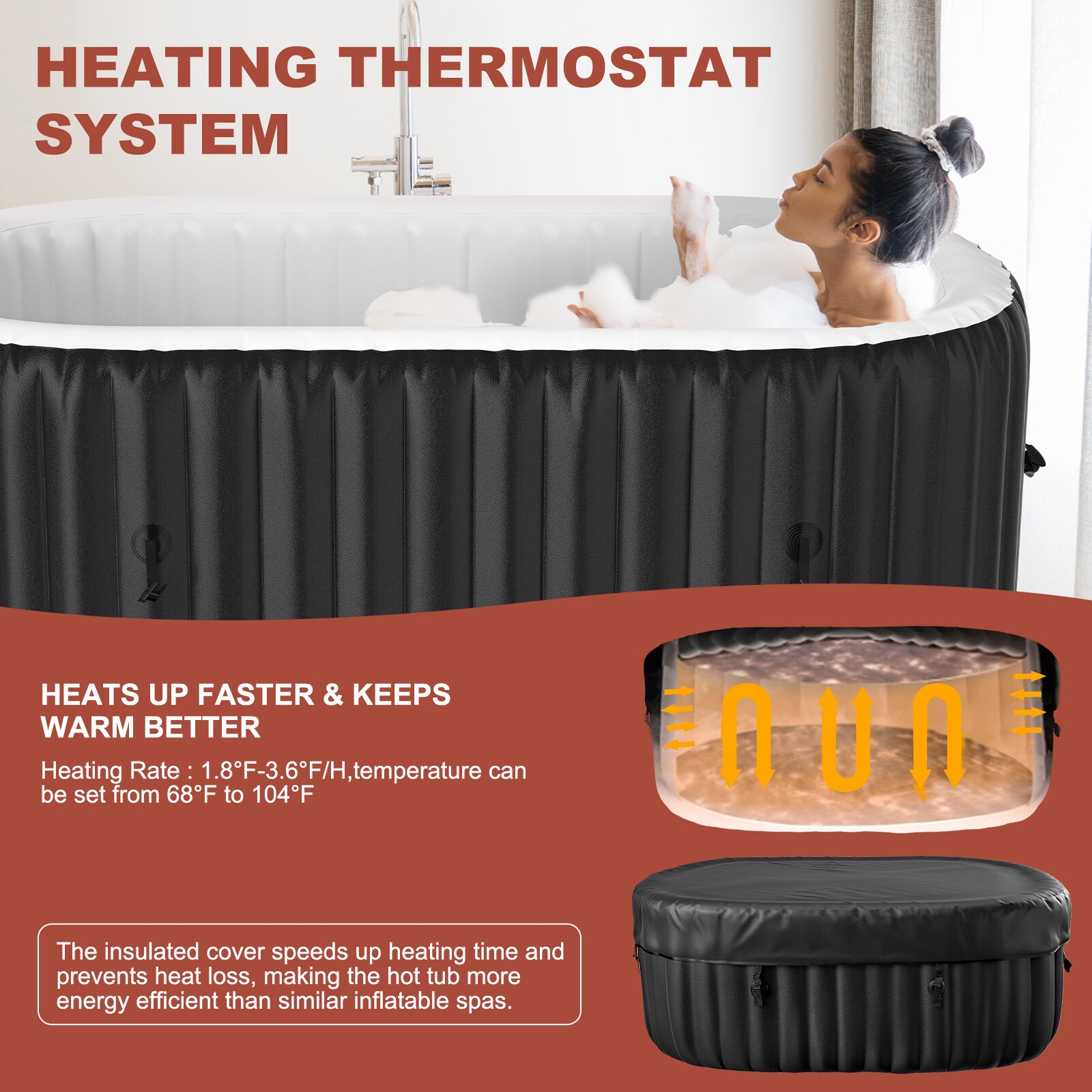 Docred 2 Person Portable Inflatable Hot Tub Spa w 100 Air Jet for Patio Backyard