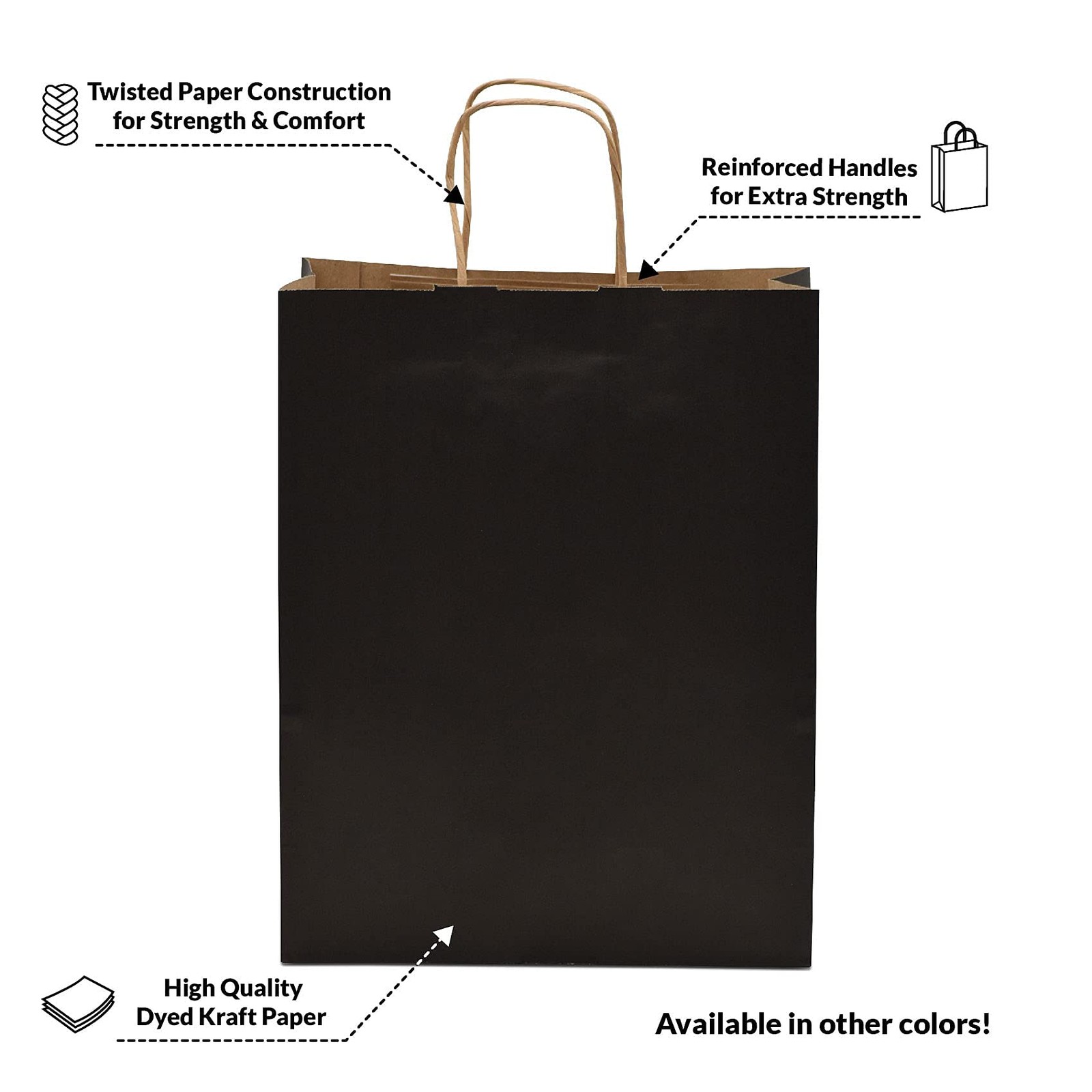 Prime Line Packaging Black Paper Bags Kraft Gift Bags Medium Handles for Small B