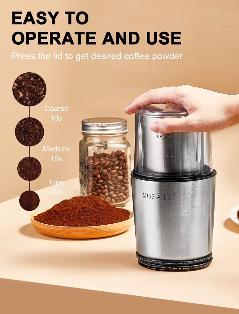 Coffee Grinder Electric, MOSAIC Herb Grinder, Spice Blender and Espresso Grinder