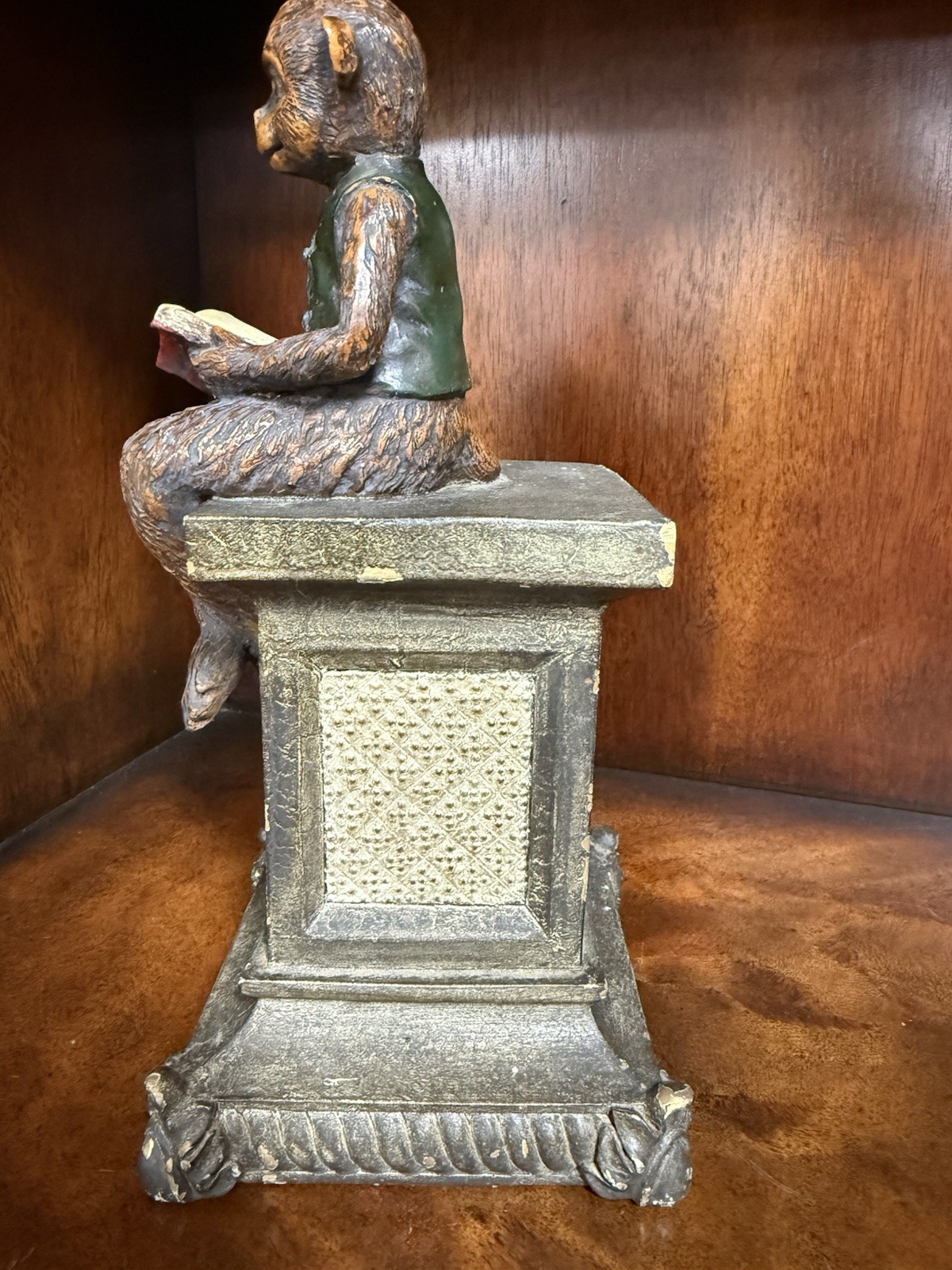 Heavy Monkey Figurine Reading Book Decor 9.5” Tall 3.5 lbs