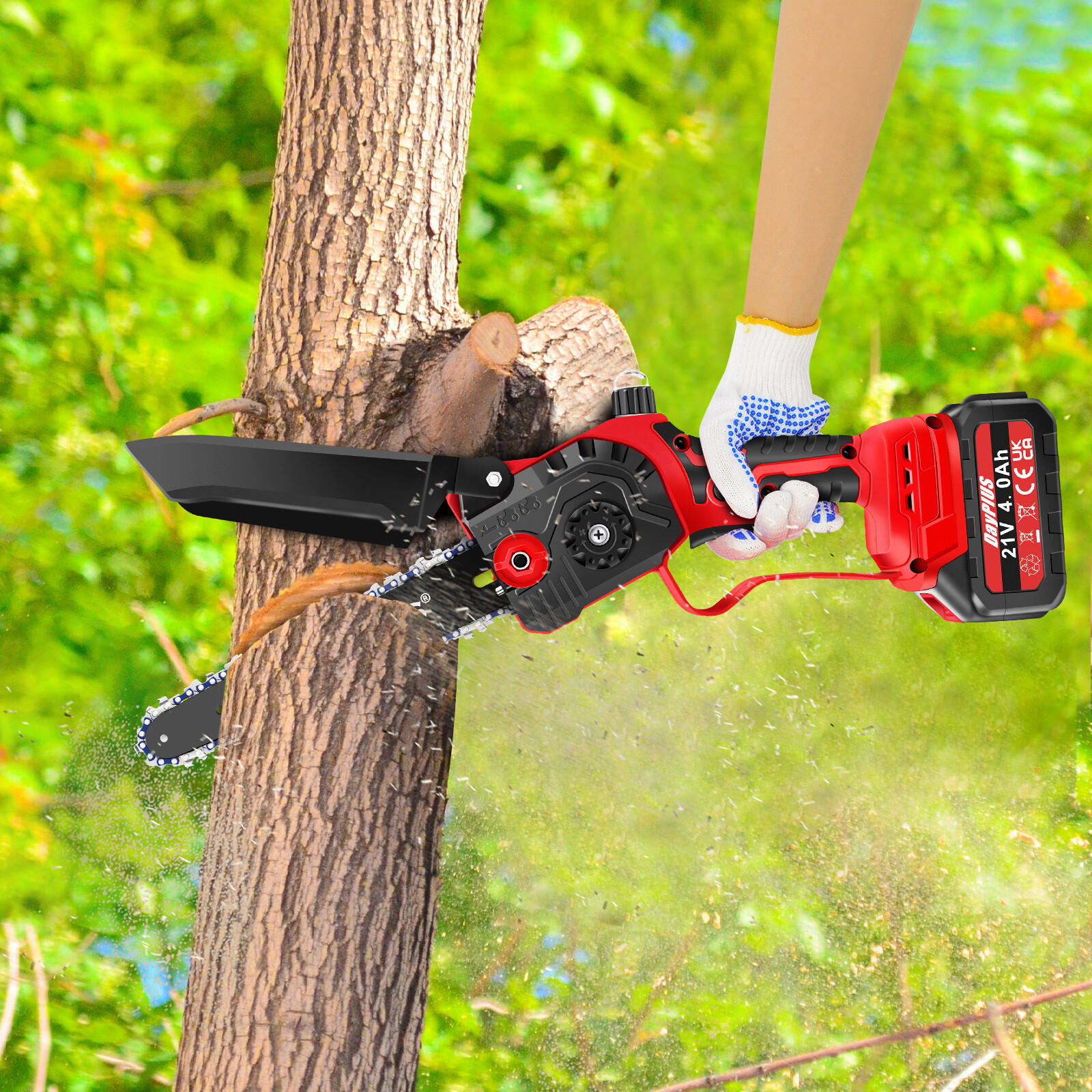 8 inch 21V Mini Chainsaw/Cordless Lightweight One-hand Electric 2Saw Battery
