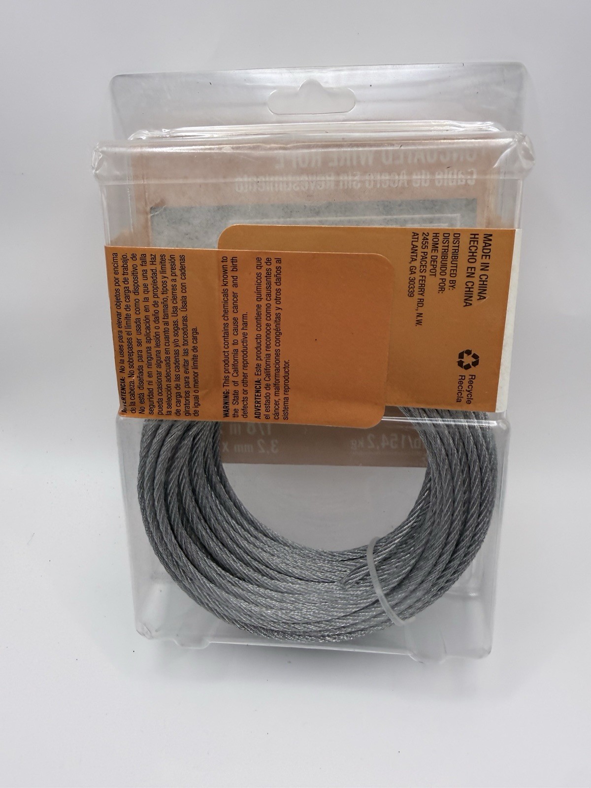 Everbilt 1/8 in. x 50 ft. Galvanized Steel Uncoated Wire Rope 7×7 340lb