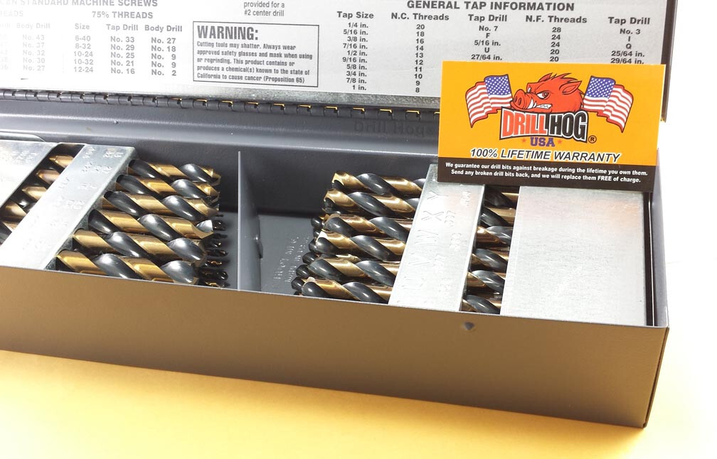 115 Pcs Drill Hog® Letter Number Drill Bit Index Molybdenum Lifetime Warranty