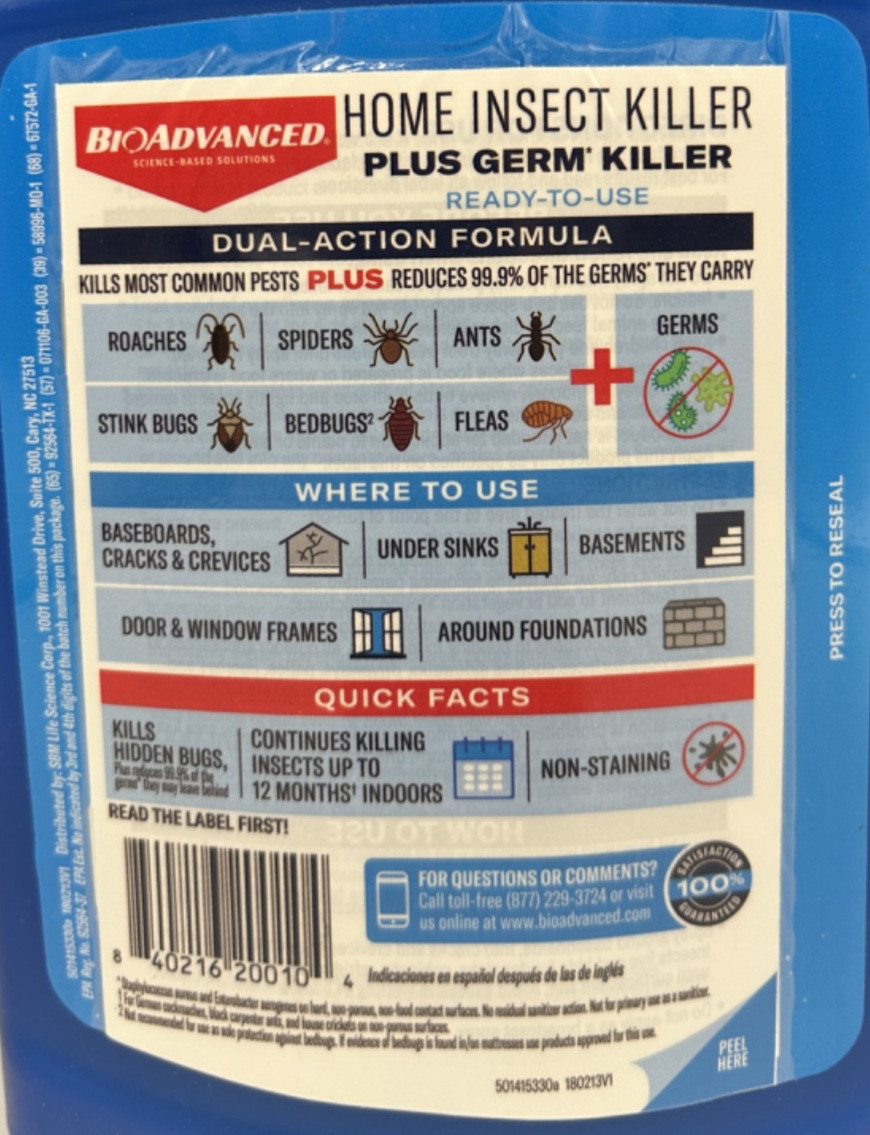 BioAdvanced Home Insect Killer Indoor Insect Protection for Up to 12 Months 24Oz