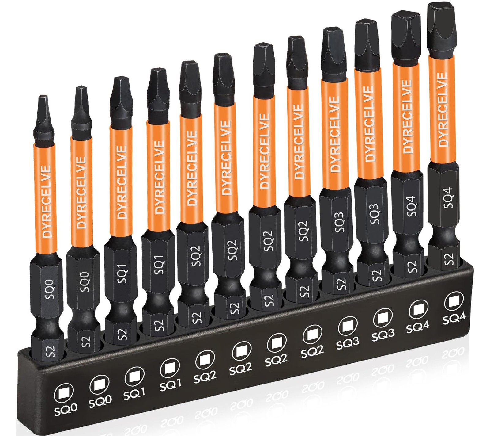 12-Pack Square Drive Bits- PREMIUM S2 Alloy Steel Square Bit Set Magnetic Hea…