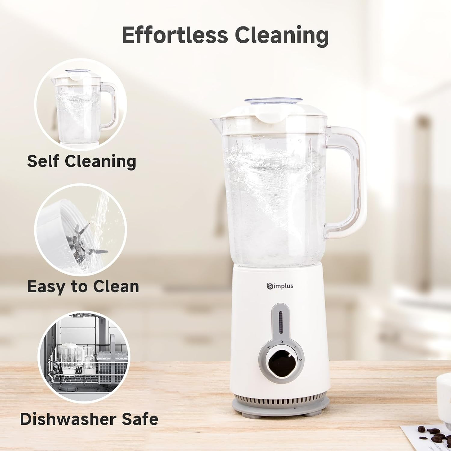 Simplus 42oz Blender for Smoothies with 2-Cup Food Processor & 1-Cup Vegetable