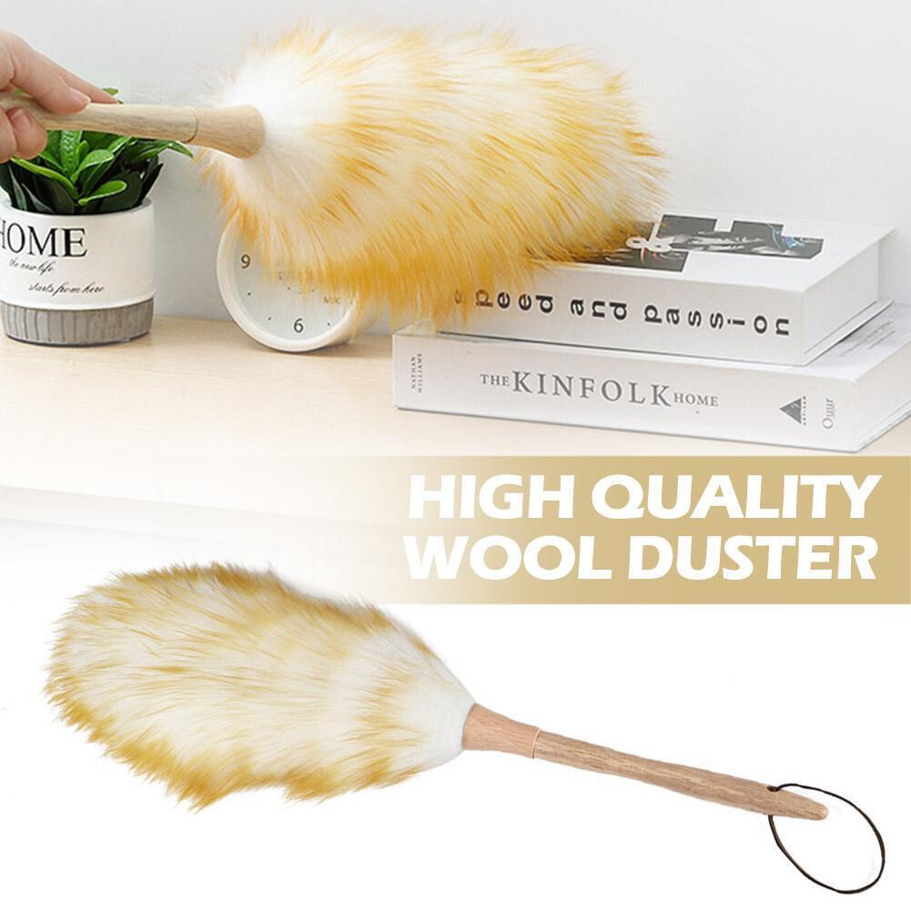 50CM Household Wool Lambswool Feather Brush Duster Dust Cleaning Wood Handle