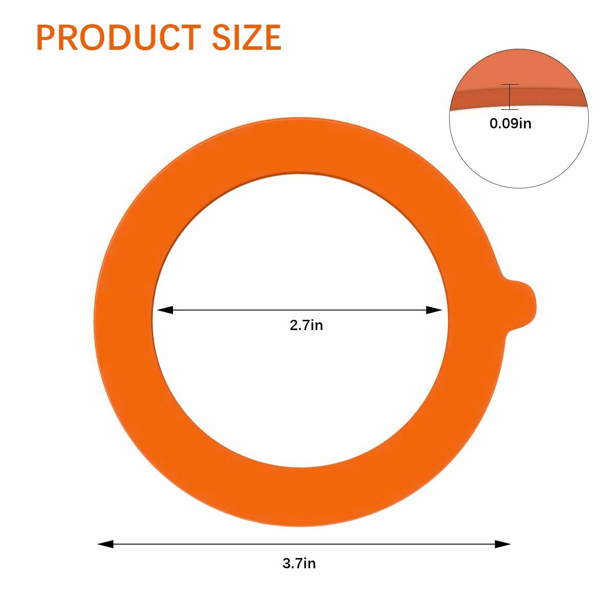 12 Pack Silicone Gasket Airtight Rubber Seals Rings For Mason Jar Lids Orange