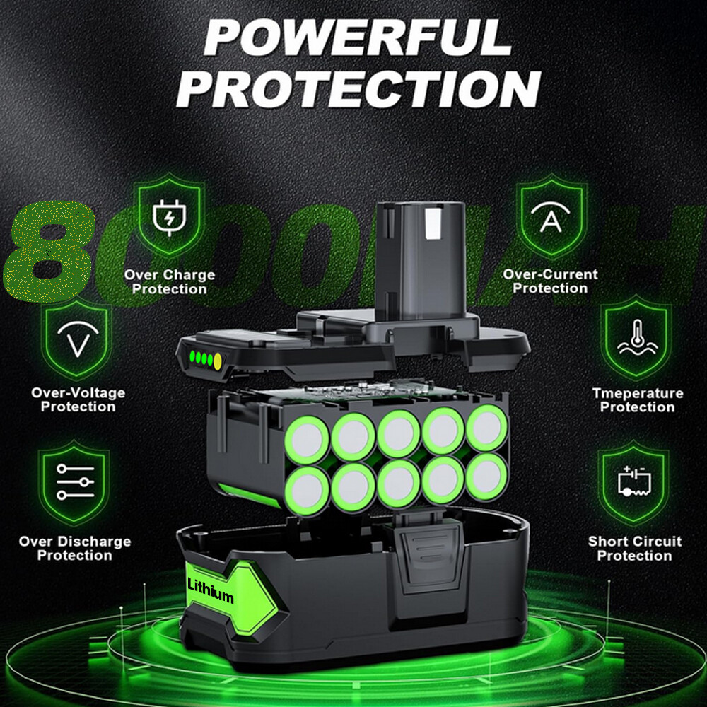 For RYOBI P108 18V One+ Plus High Capacity Battery 18 Volt Lithium-Ion New 8.0AH