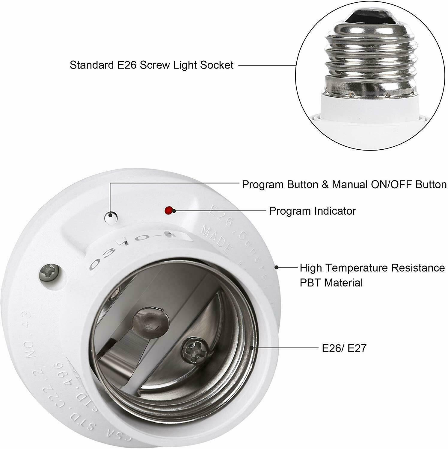 DEWENWILS Wireless Remote Control Light Lamp Socket E26/E27 Bulb Holder Base