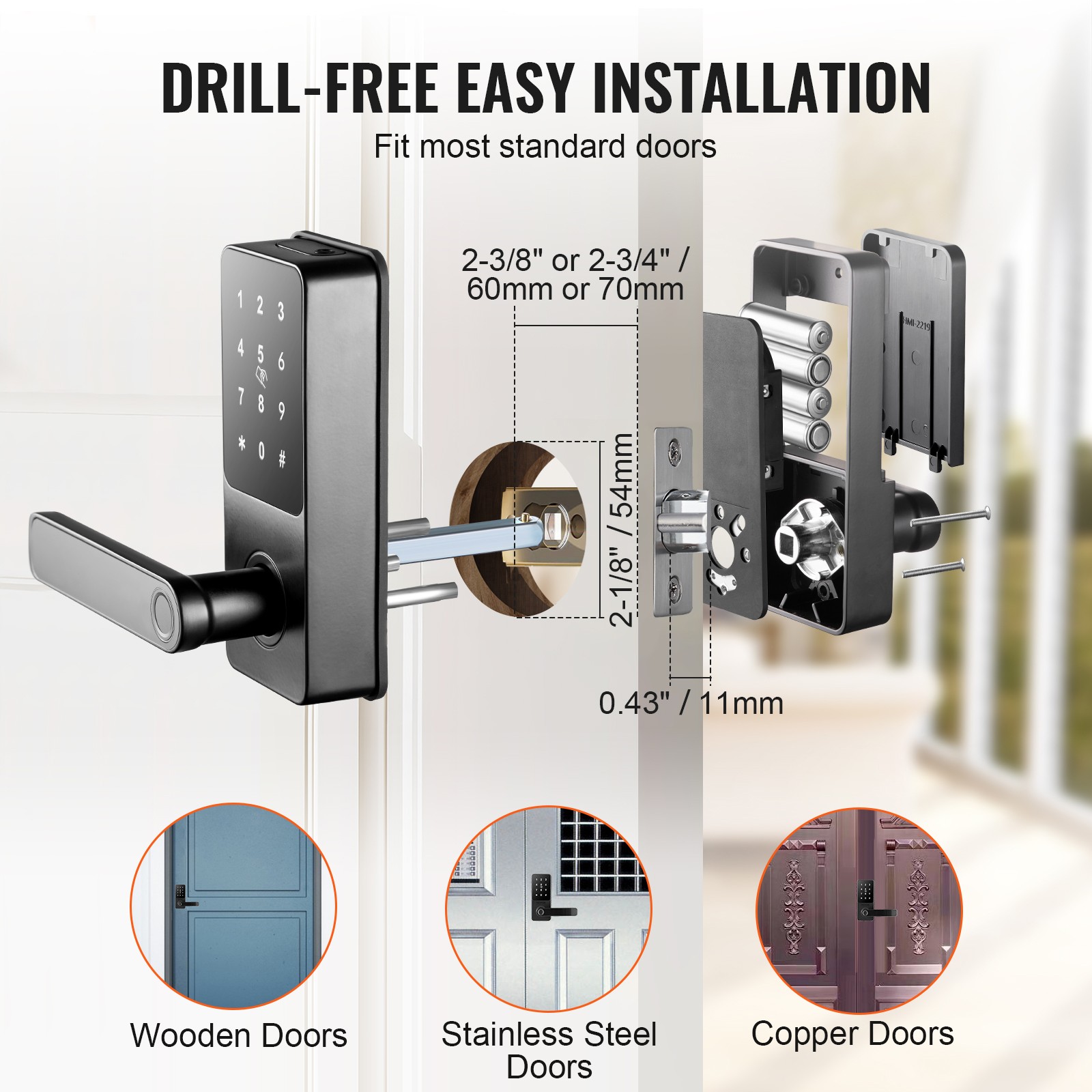 VEVOR Smart Lock 5-in-1 Fingerprint Smart Door Knob with App Control Bluetooth